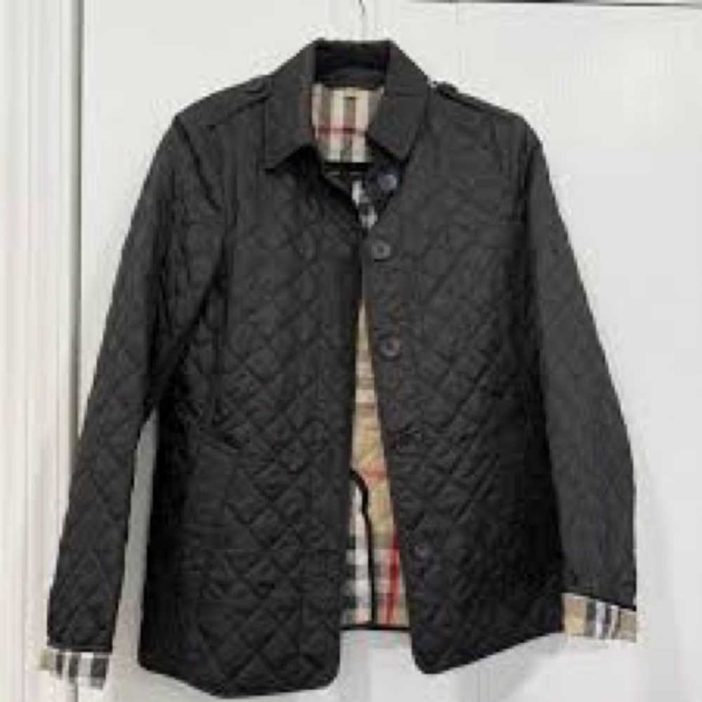 Burberry Black Quilted Shirt Jacket